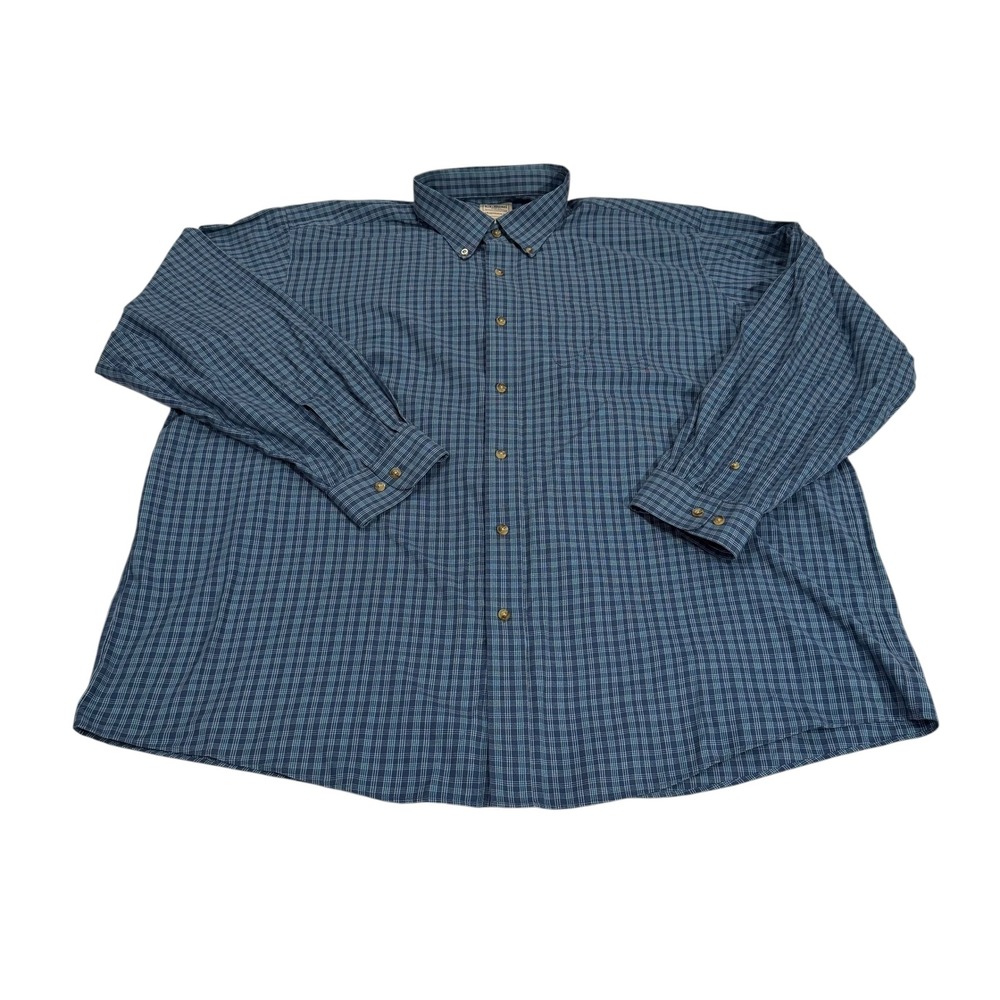 LL Bean Mens 3XL Regular Traditional Fit Blue Plaid Button Down Shirt 503307